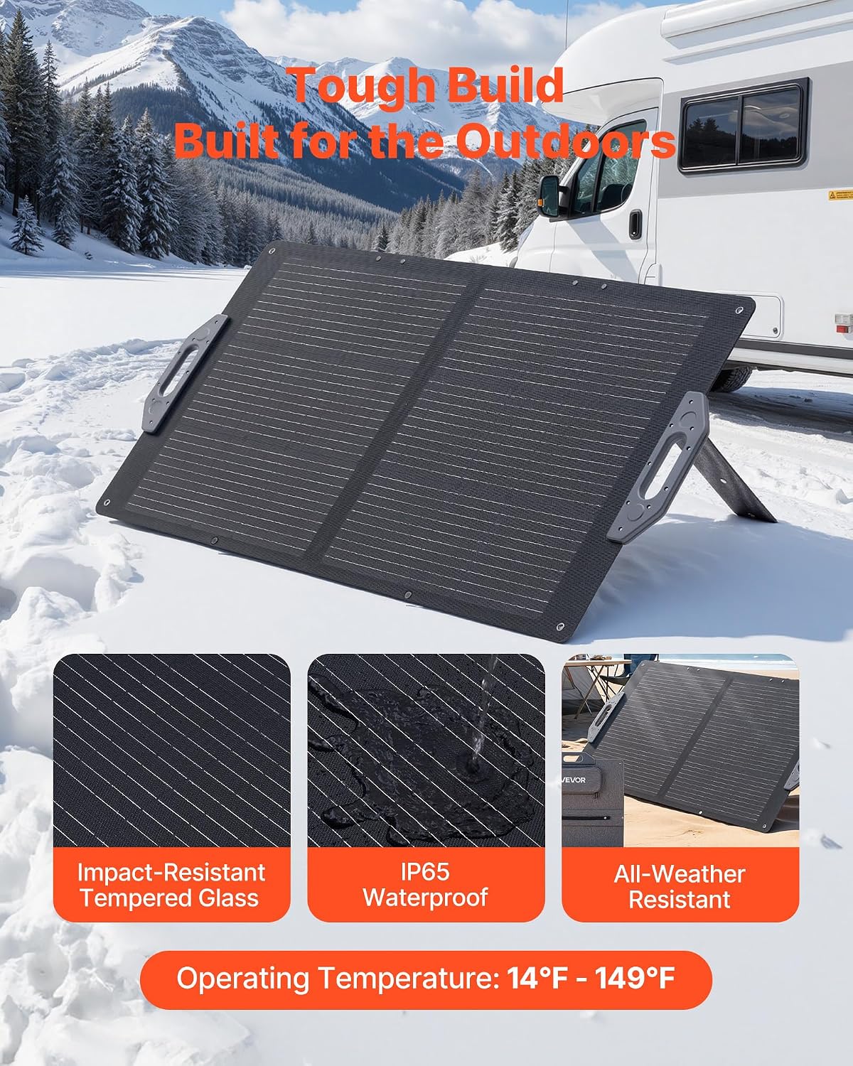 100W Foldable Solar Panel, 24% High-Efficiency Portable Monocrystalline Solar Panel Charger with MC4 Output, USB-A