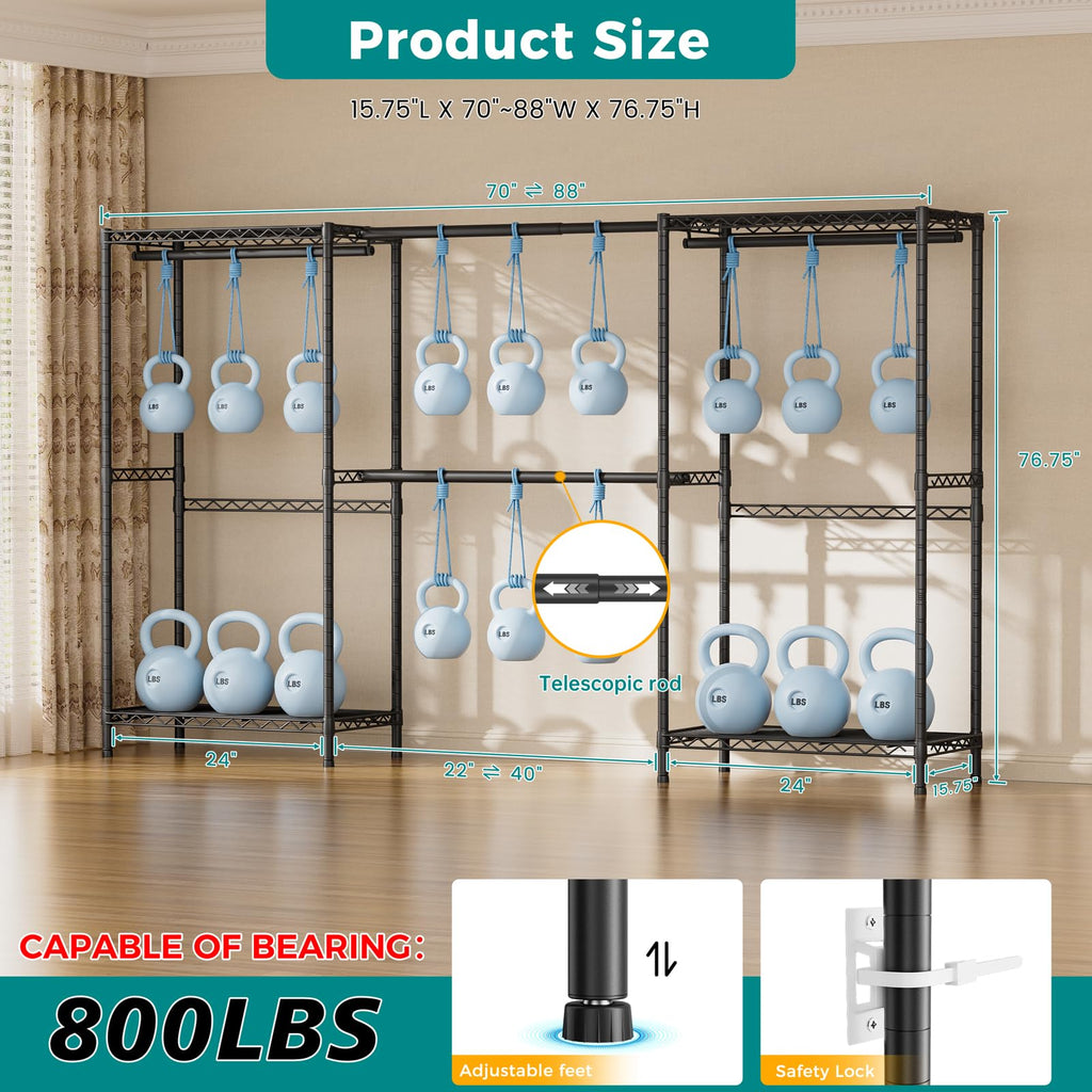 Heavy Duty Portable Closet Metal Clothes Racks Wardrobe with Shelf