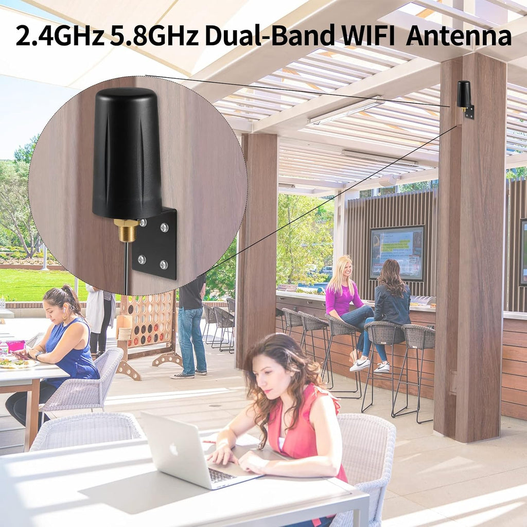 Outdoor 7dBi Dual Band 2.4GHz 5GHz 5.8GHz Long Range WiFi Booster Antenna for WiFi Router Hotspot Network Devices PC