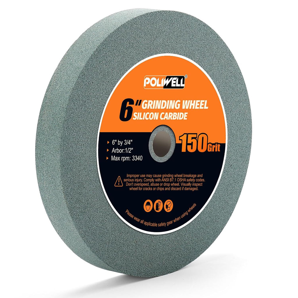 6 Inch 150 Grit Silicon Bench Grinder Wheel with 1/2'' Arbor