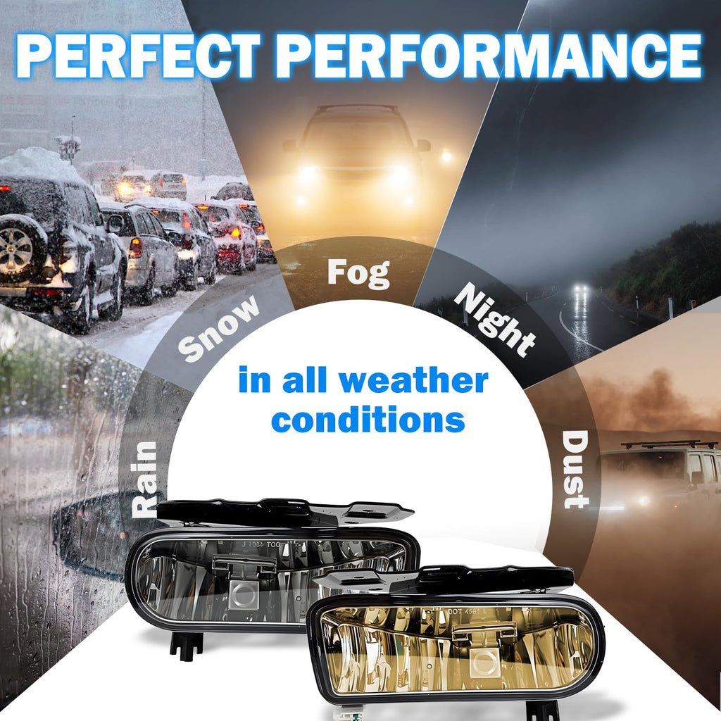 Fog Lights Assembly Compatible with 2002 2003 2004 2005 2006 Cadillac Escalade/Escalade EXT/Escalade ESV with 880 12V