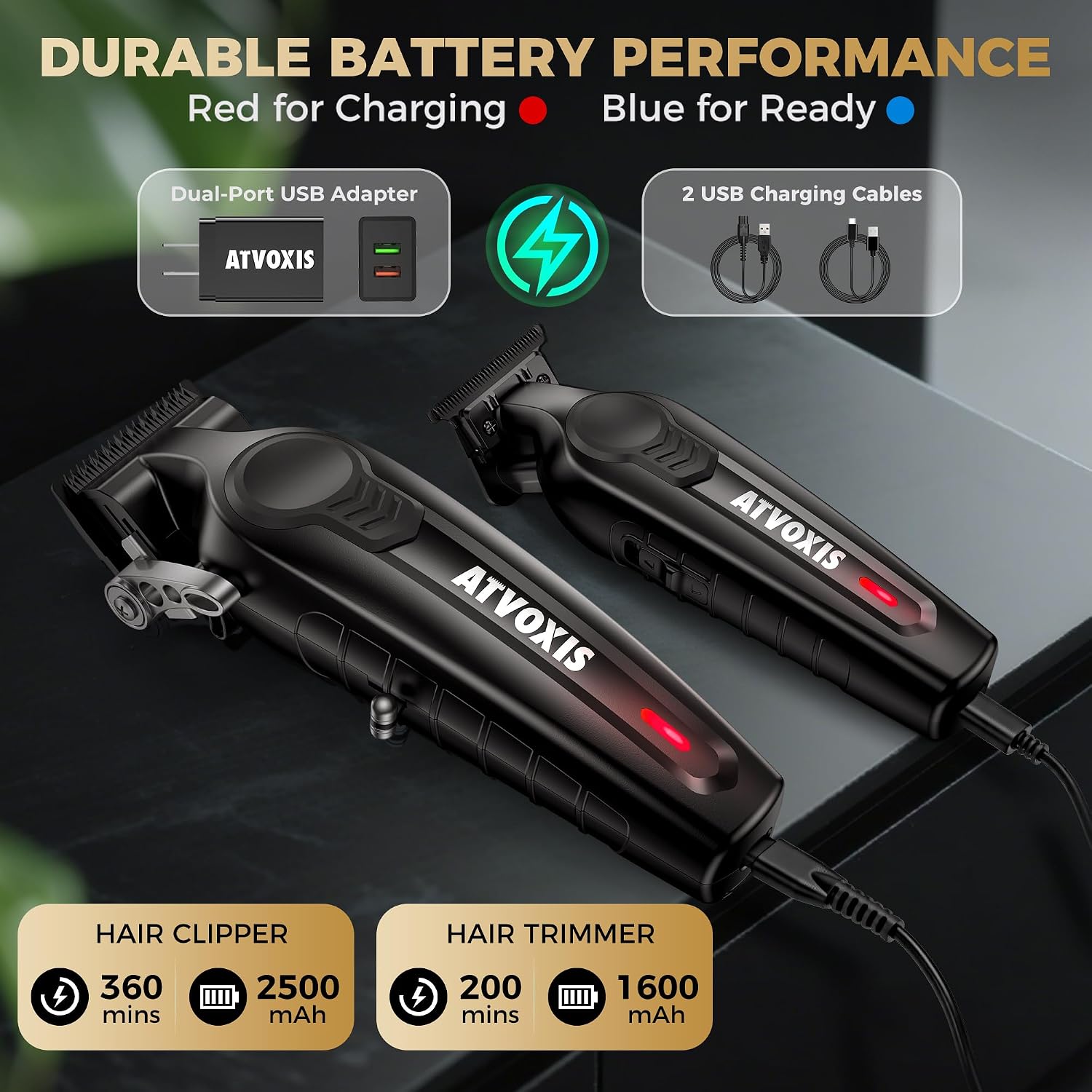 Hair Clippers for Men Professional, Barber Clippers and Trimmers Set, Cordless Hair Clippers, Hair Cutting Kit