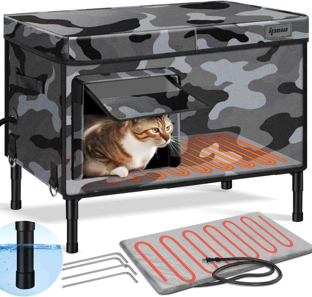 6 Layers Ultra Sturdy Cat Houses for Outdoor Cats, 100% Waterproof with 900D Oxford Fabric & Fully Insulated