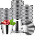 100 Pcs Metal Ramekins Stainless Steel Sauce Cups Bulk,2.2 Oz