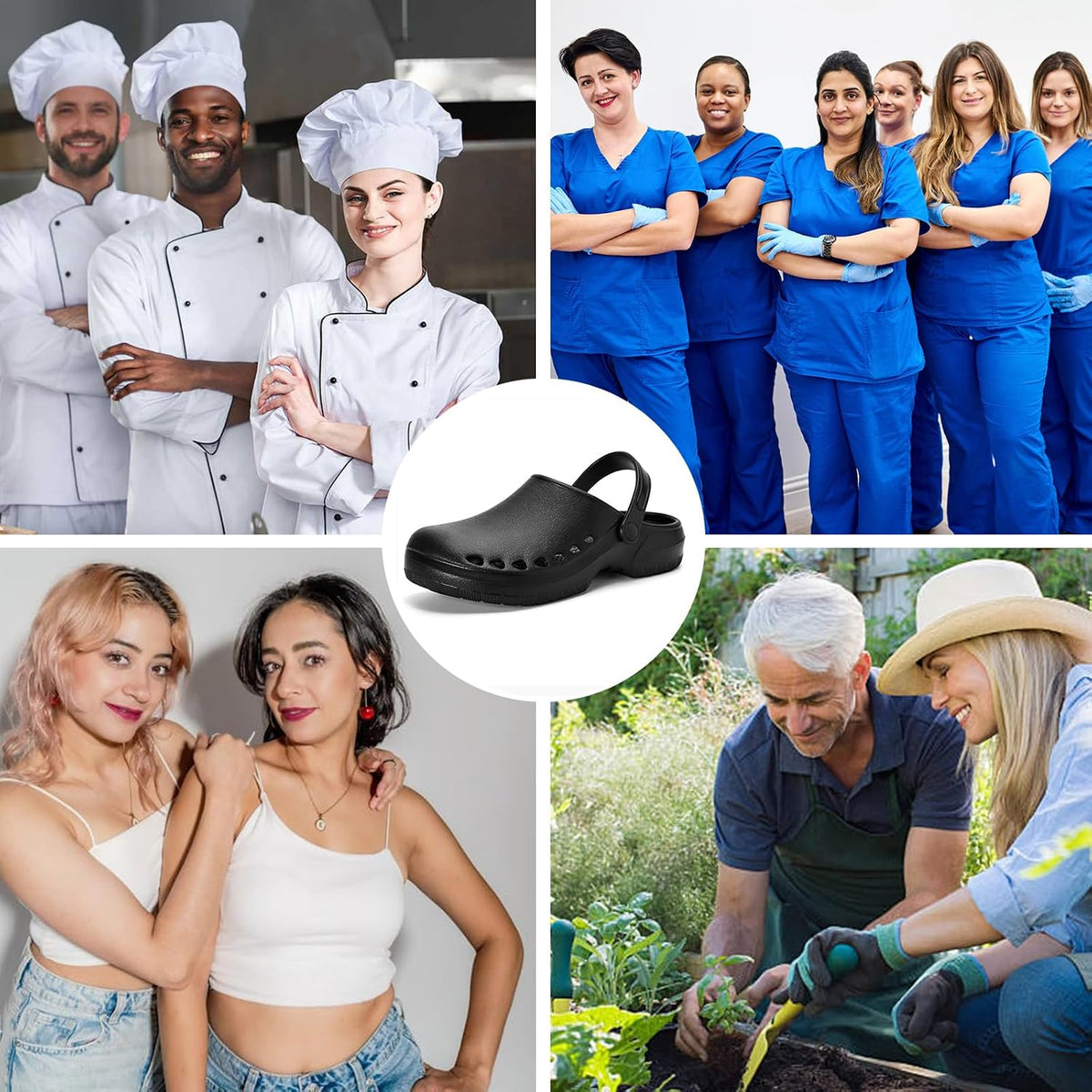 Breathable Work Clogs Slip Resistant Garden Shoes for Kitchen Nurse