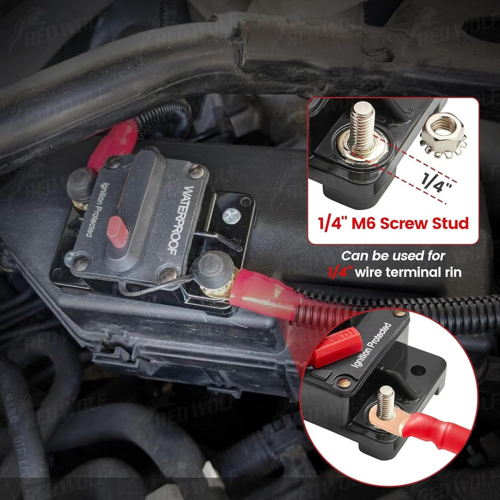 20A Circuit Breaker Holder W/Manual Reset Switch 12-48V DC for Boat Trolling Motor Marine ATV Trailer Vehicles Stereo