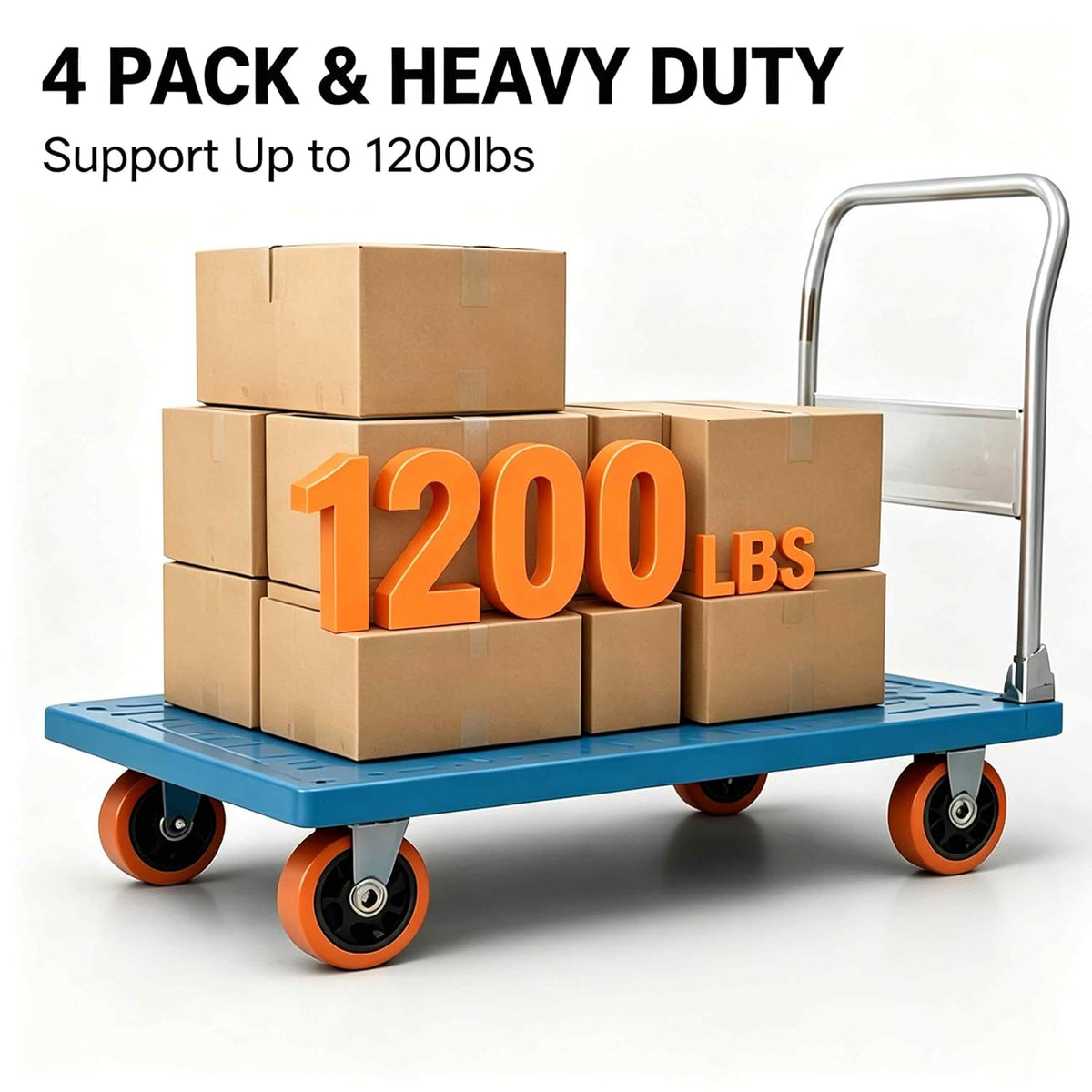 4" Caster Replacement Wheels Heavy Duty Polyurethane 4 Pack Orange