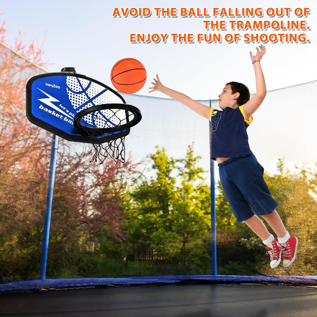 Trampoline Basketball Hoop, with Pump and Mini Balls, Trampoline Accessory | Easy to Assemble Sturdy for Dunk Fit