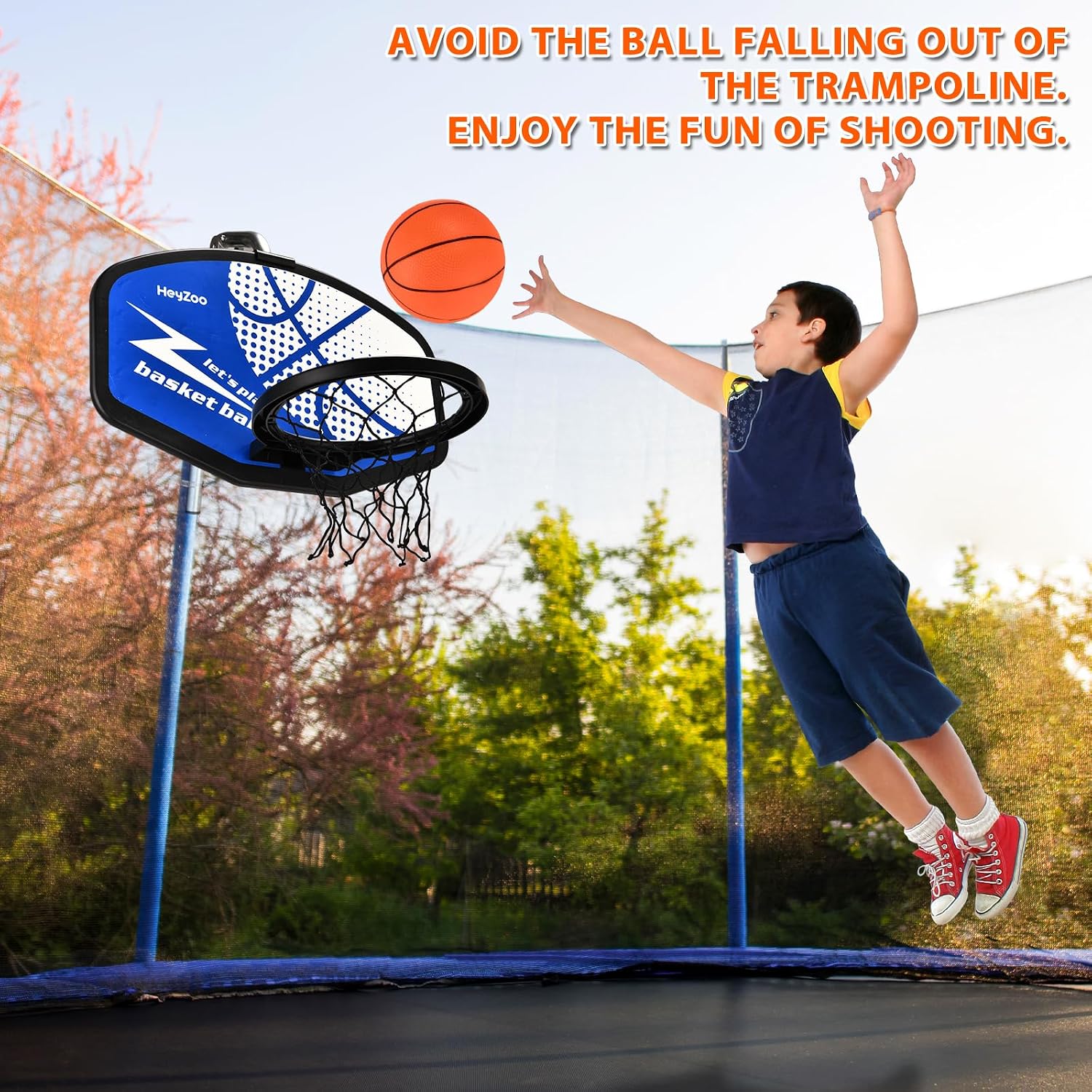 Trampoline Basketball Hoop, with Pump and Mini Balls, Trampoline Accessory | Easy to Assemble Sturdy for Dunk Fit