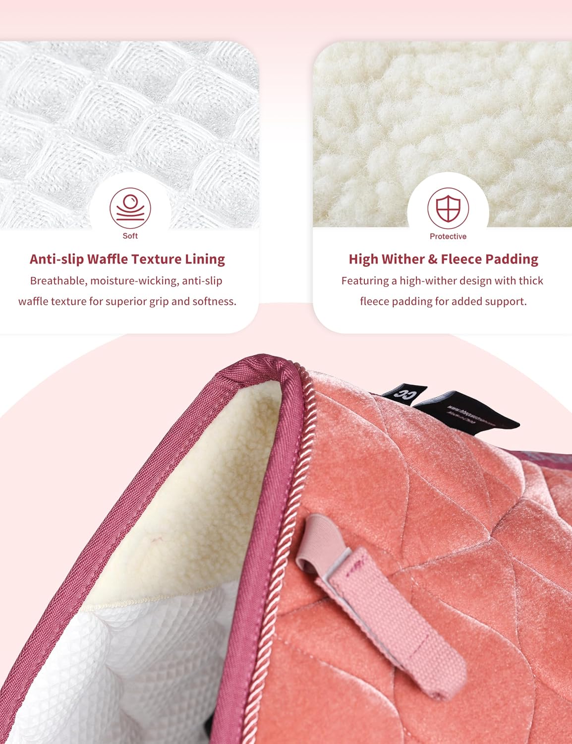 Close Contact Horse Saddle Pad for Jumping, w/Velvet Hue