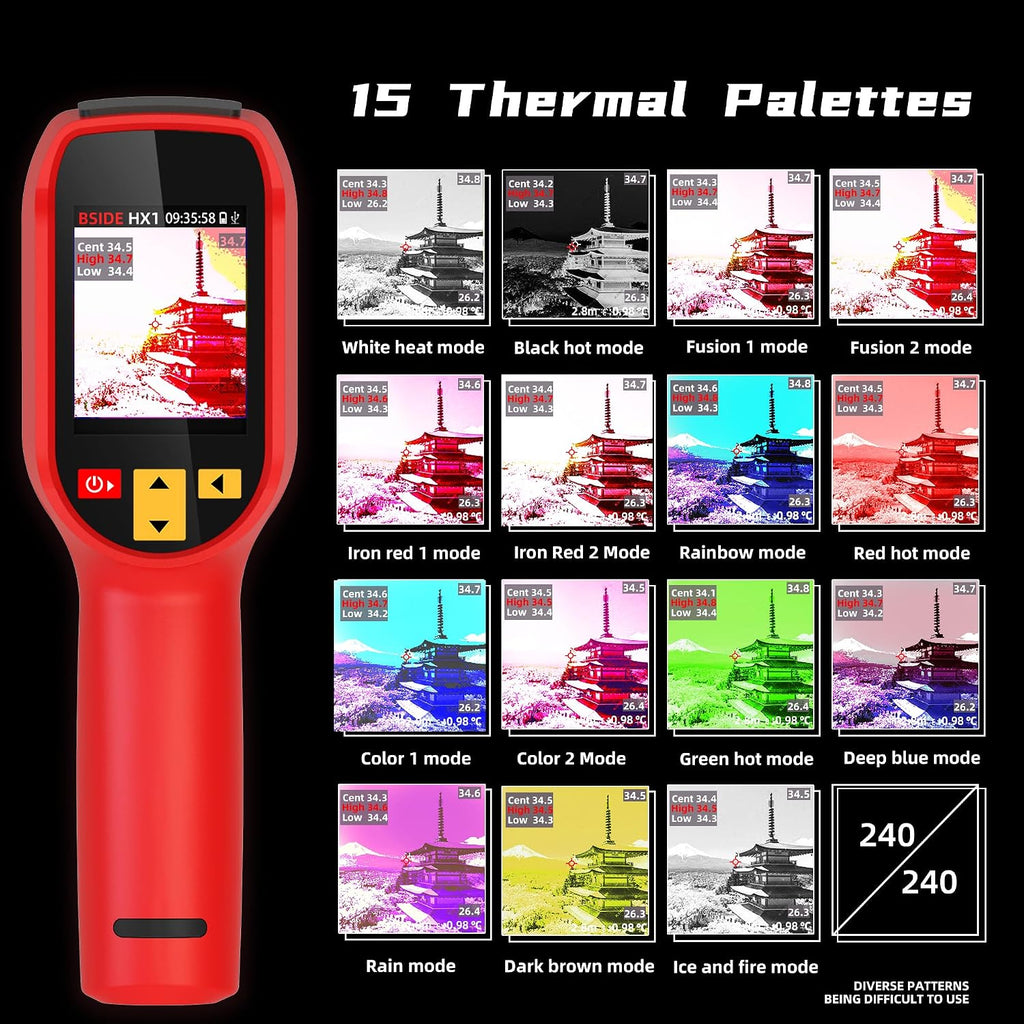 BSIDE Thermal Imaging Camera 240×240 Resolution 15 Color Palettes Infrared Thermal Imager -4°F to 1022°F 25Hz