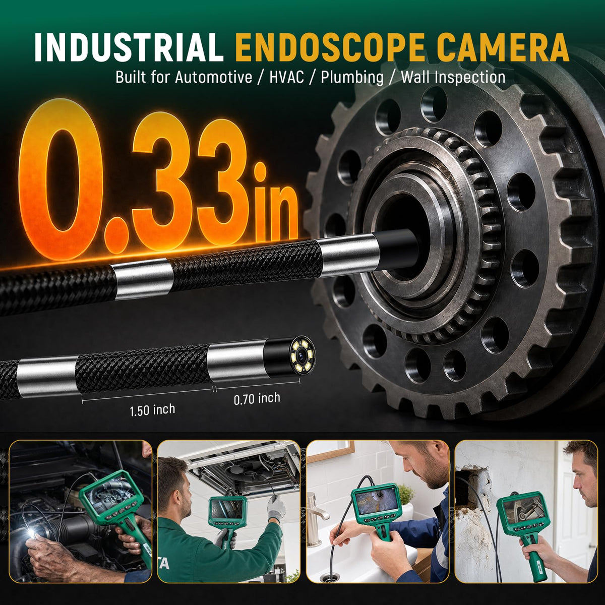 SATA Articulating Borescope Camera with Light, 210° Two-Way Endoscope