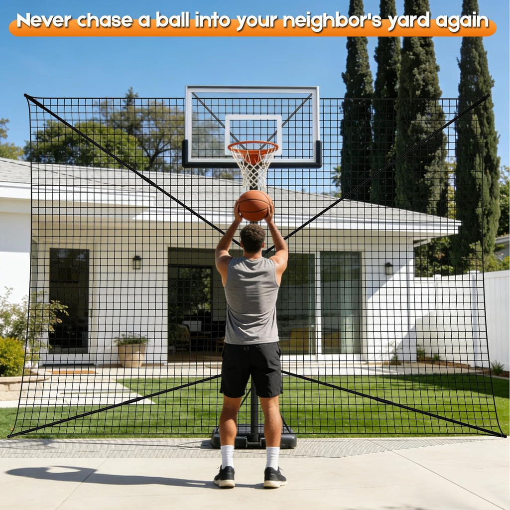 Basketball Rebounder Net, Heavy-Duty Steel Frame Basketball Return Net Catcher Backstop Nets Basketball Return