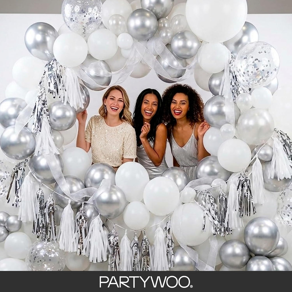 White Balloons 155pcs Different Sizes Pack of 18 12 10 5 Inch Matte White Latex Balloon Arch Kit Garland for Wedding