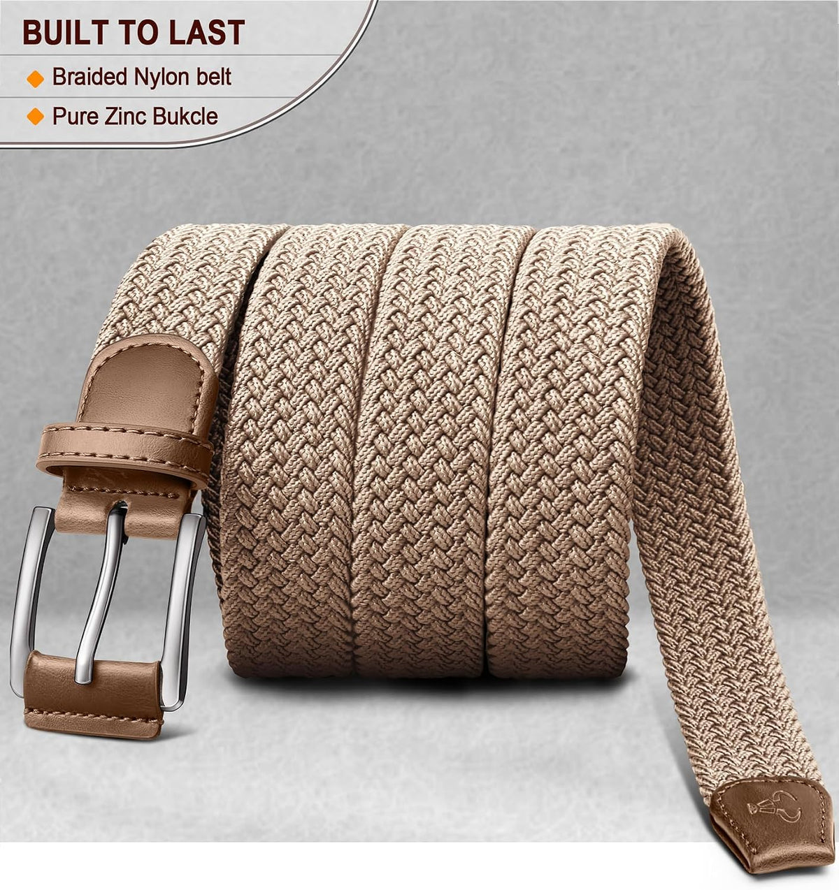 BULLIANT Men's Woven Braided Stretch Web Golf Belt 1 3/8"-Gift Boxed