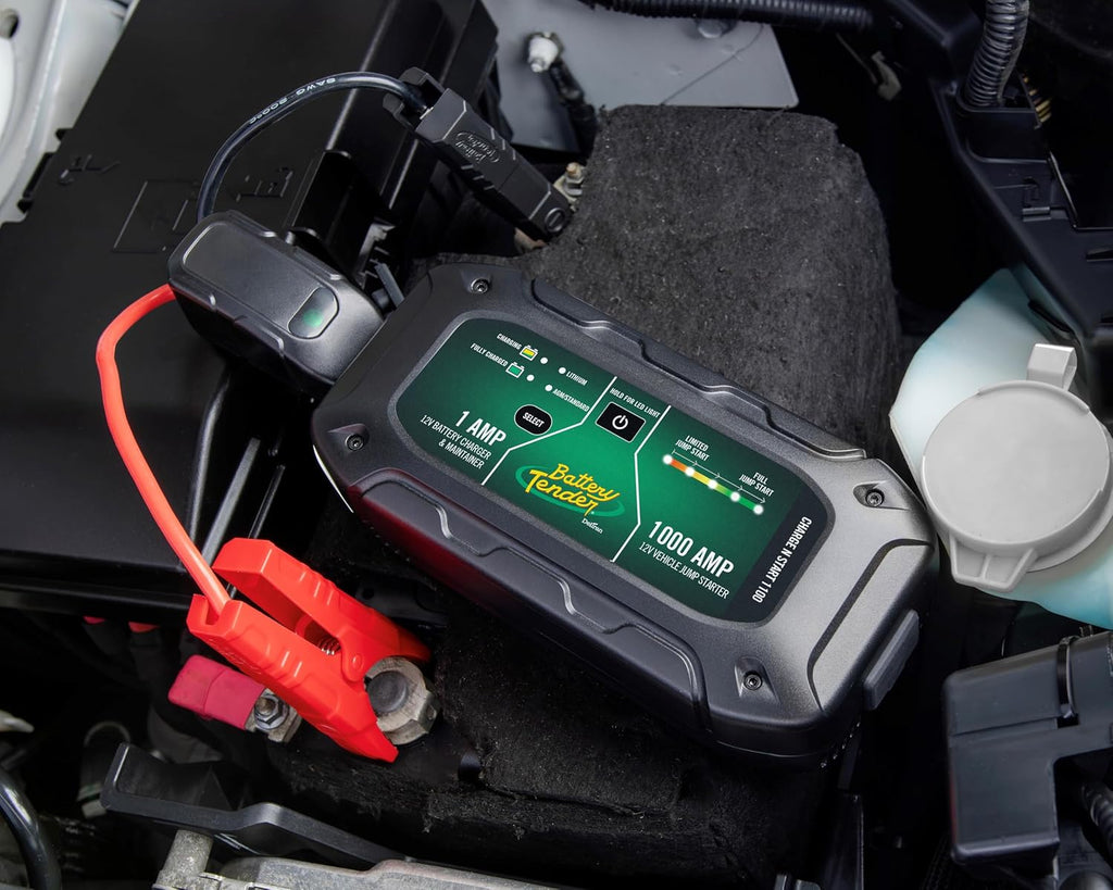 Charge N Start 1100 - Smart 12V/1 AMP Battery Charger and 1000 AMP Jump Starter Combo | 2-in-1 Battery Maintainer for