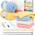 Knitting Kit for Beginners, Complete Beginner Knitting Kit Easy Knitting Set Including Knitting Needles Set Cotton