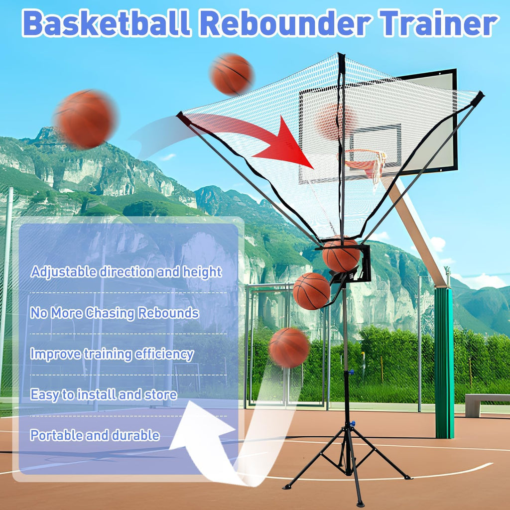 Basketball Rebounder Machine, Adjustable Basketball Shot Trainer | Basketball Return Attachment with 180° Rotating