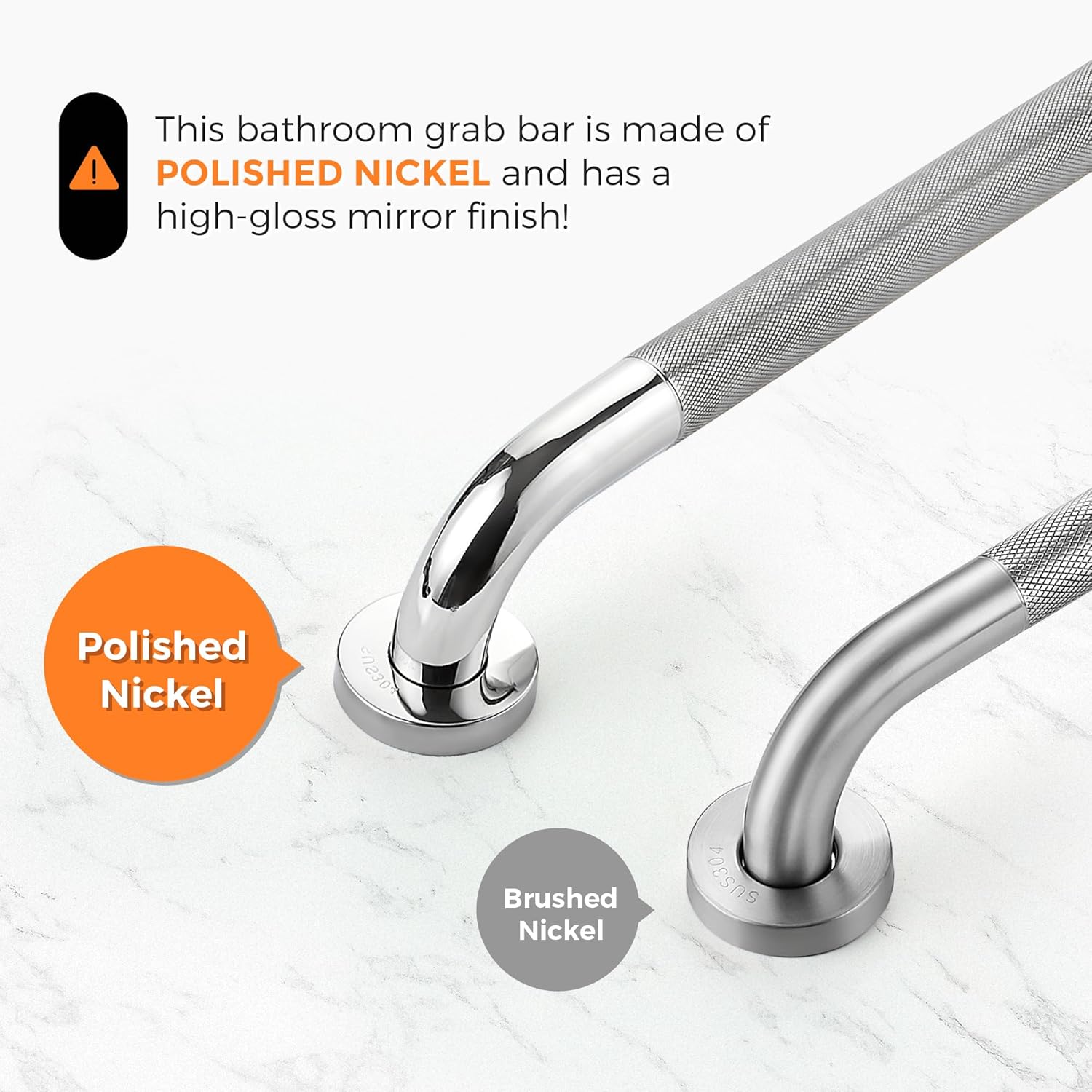 Grab Bars for Bathtubs and Showers- 1-1/4 x 16 Angled Shower Grab Bar for Seniors Knurled Stainless Steel Handicap