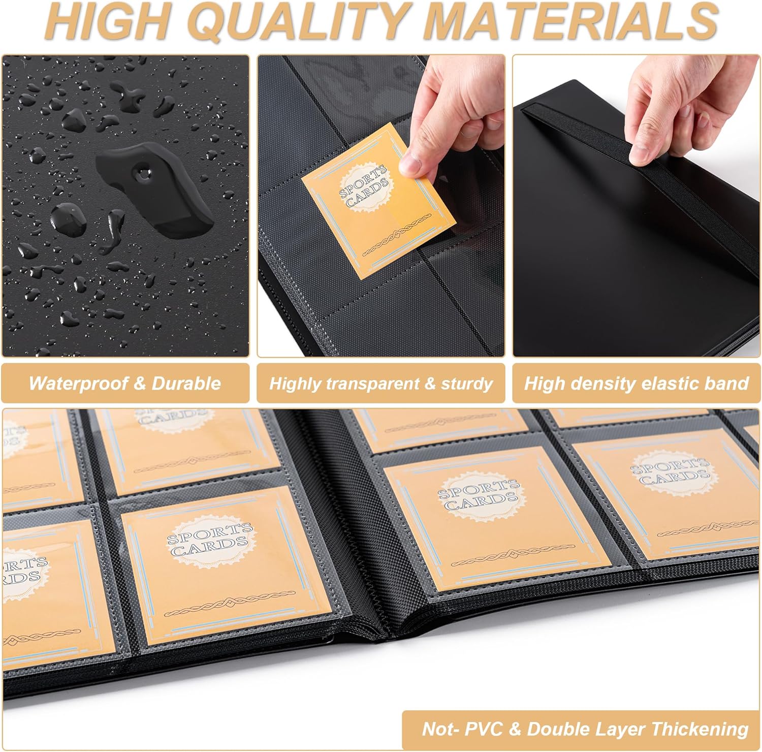 Card Binder 9 Pocket Storage 360 Card Binder,Trading Card Binder (Black) | Senior and Sturdy Side-Loading