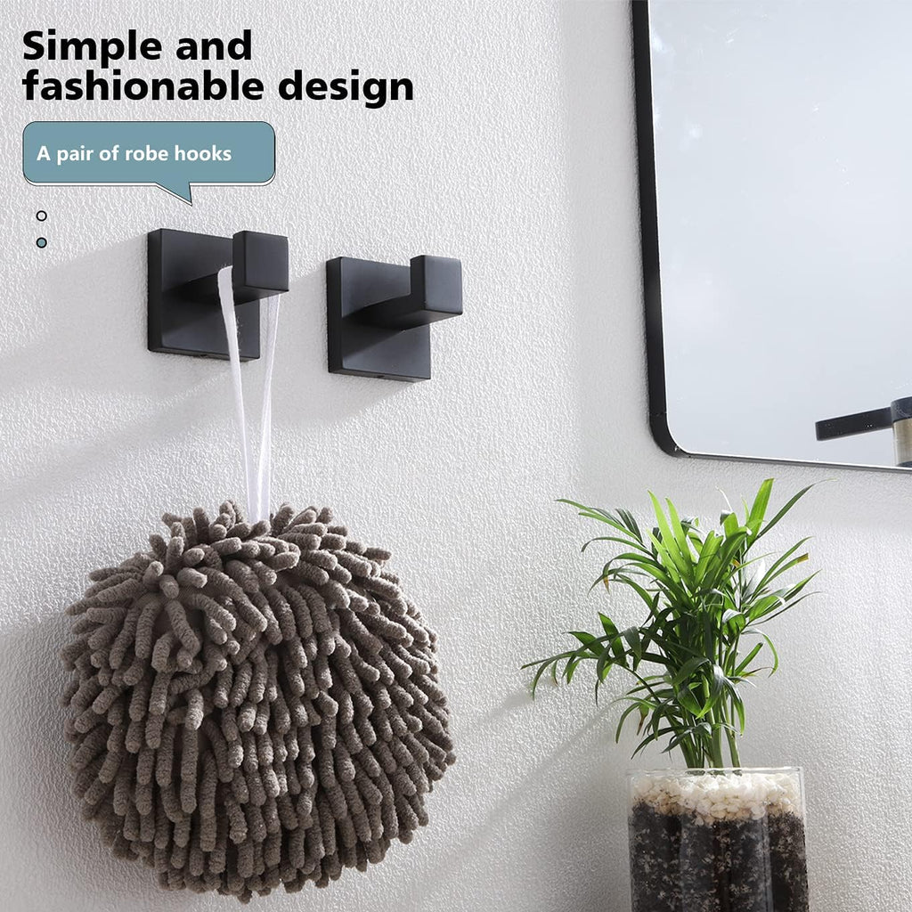 Bath Towel Hook Wall Mount Square Robe Hook Coat Hook, Bathroom Kitchen Garage Heavy Duty Wall Mounted, SUS 304