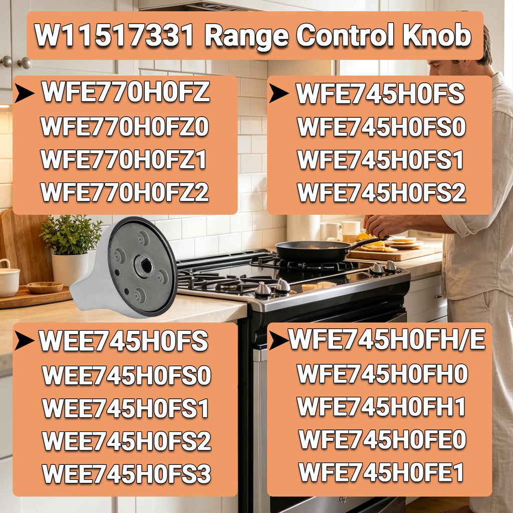 Sieri WFE745H0FS0 WEE745H0FS1 WFE770H0FZ2 Knob for Whirlpool Electric Stove