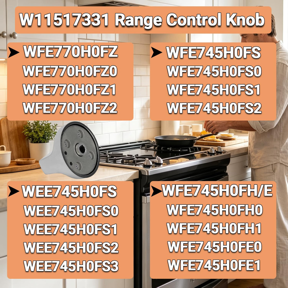 Sieri WFE745H0FS0 WEE745H0FS1 WFE770H0FZ2 Knob for Whirlpool Electric Stove