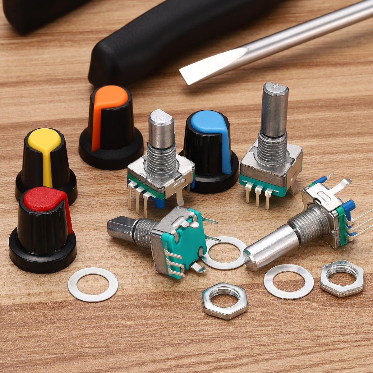 MECCANIXITY 20Pack EC11 Rotary Encoder Code Switch 15mm Half Shaft Green