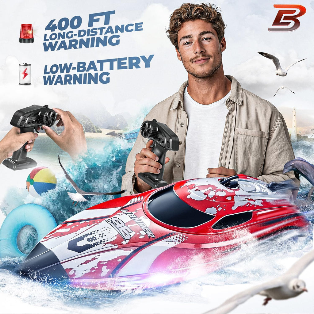 RC Boat TX126-12 Inch Remote Control Boat for Lakes and Pools | 25 KPH High Speed; Waterproof Design; 700mAh