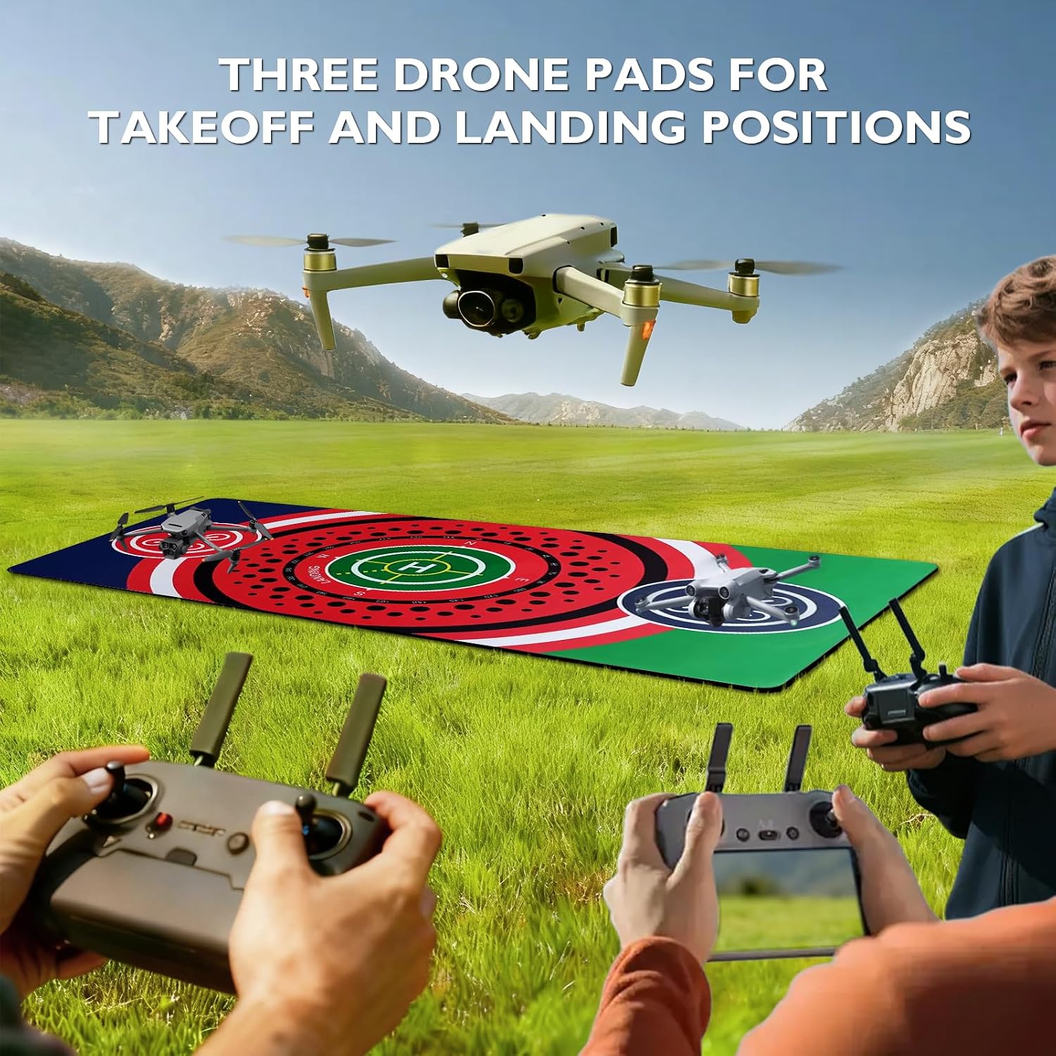 Universal Weighted Drone Landing Pad with Light, Waterproof Foldable Launch Pad, Easy Clean Helipad for Night Takeoff