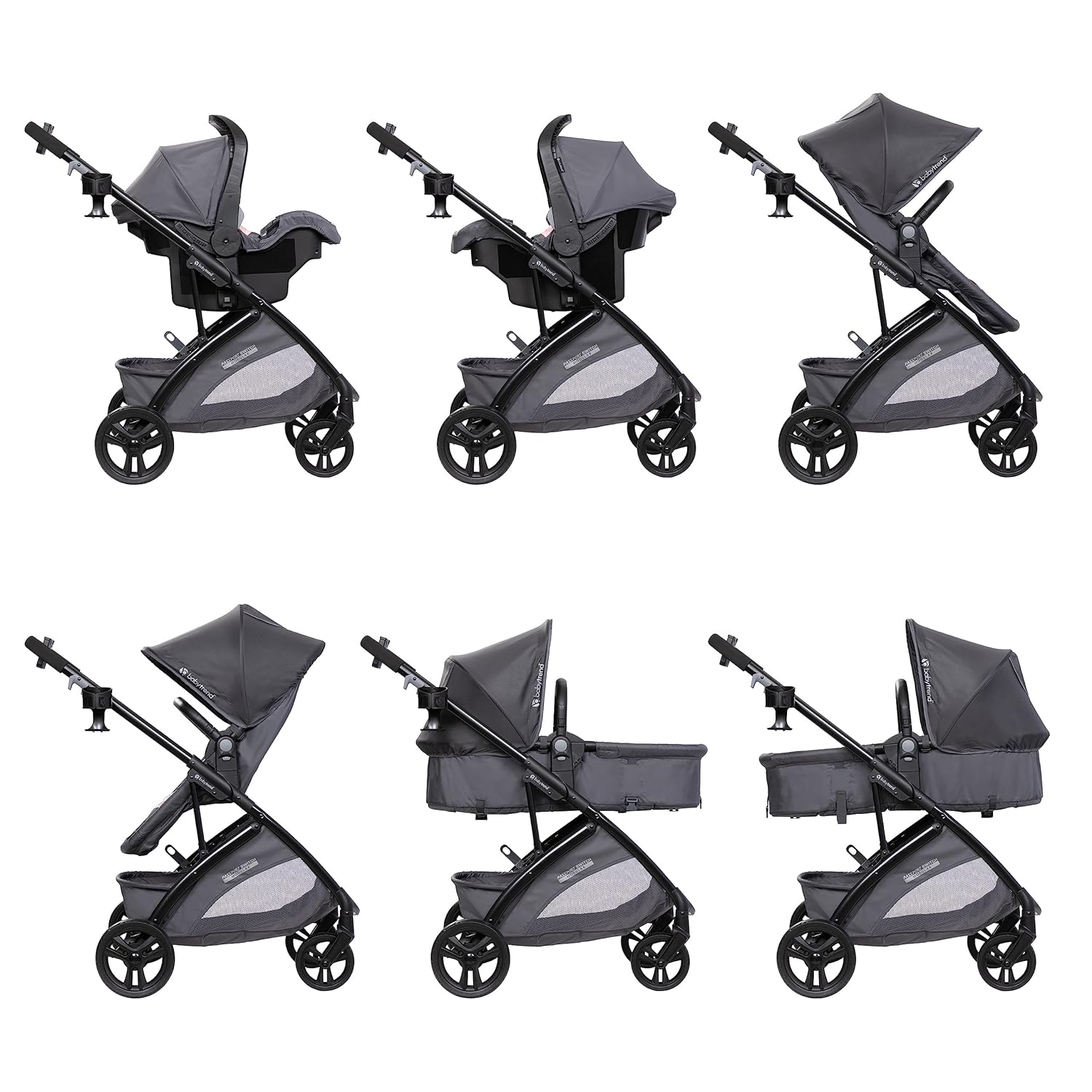 Passport Switch 6-in-1 Modular Stroller Travel System with EZ-Lift Plus Infant Car Seat, Dash Pink