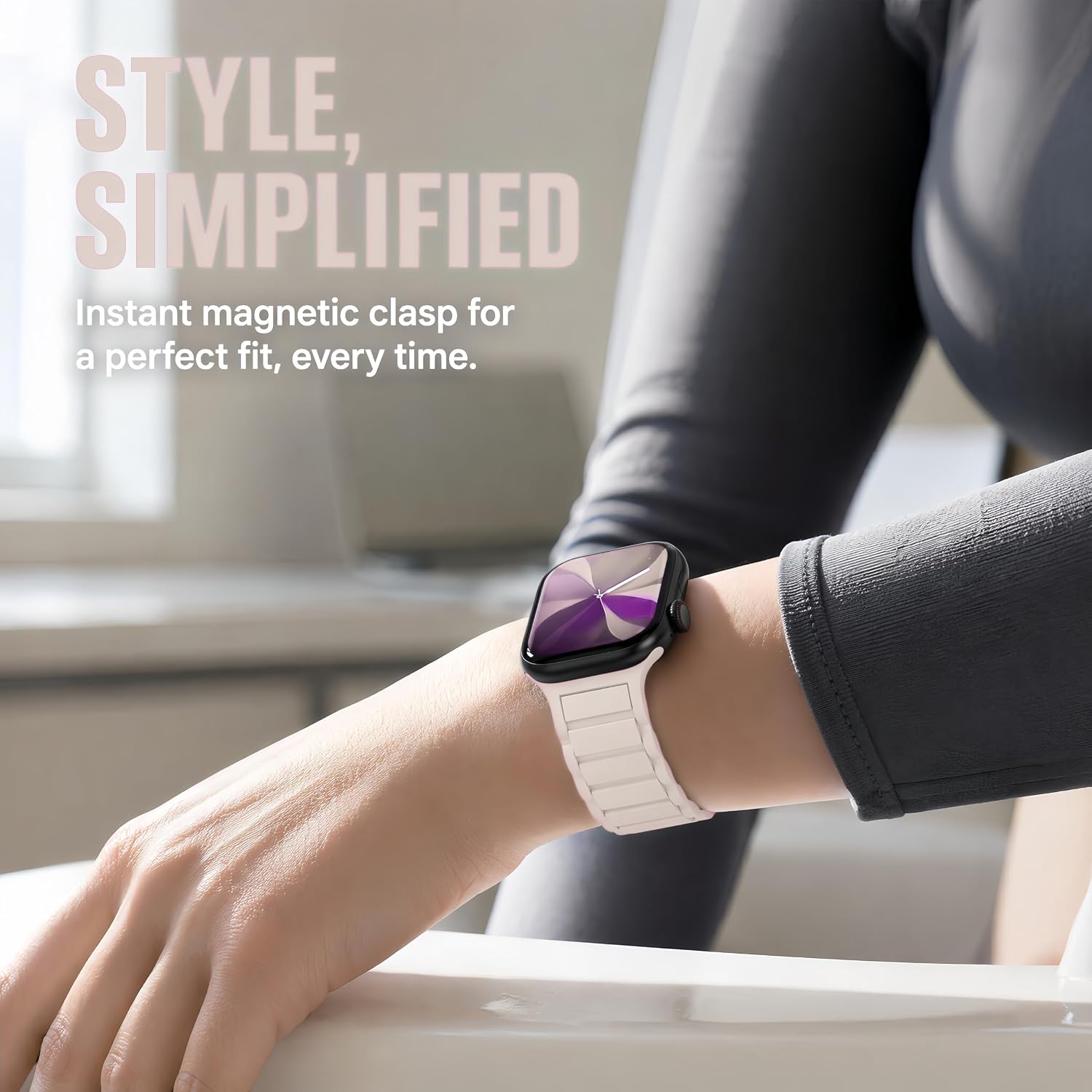 Magnetic Sport Band Compatible with Apple Watch Bands for Women Men 40mm 38mm 41mm 42mm 44mm 45mm 46mm 49mm,Silicone