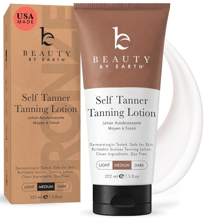 Self Tanner - USA Made with Natural & Organic Ingredients | Moisturizing Self Tanning Lotion with Aloe Vera & Coconut
