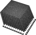 0.4'' Thick 12 Pcs 48 Sq Ft Rubber Top Exercise Equipment Mats, High Density EVA Foam Mats with Rubber Top