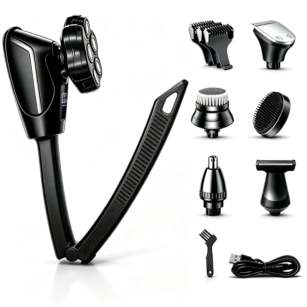 6-in-1 Back Shaver for Men, Body Groomer, Foldable Handle