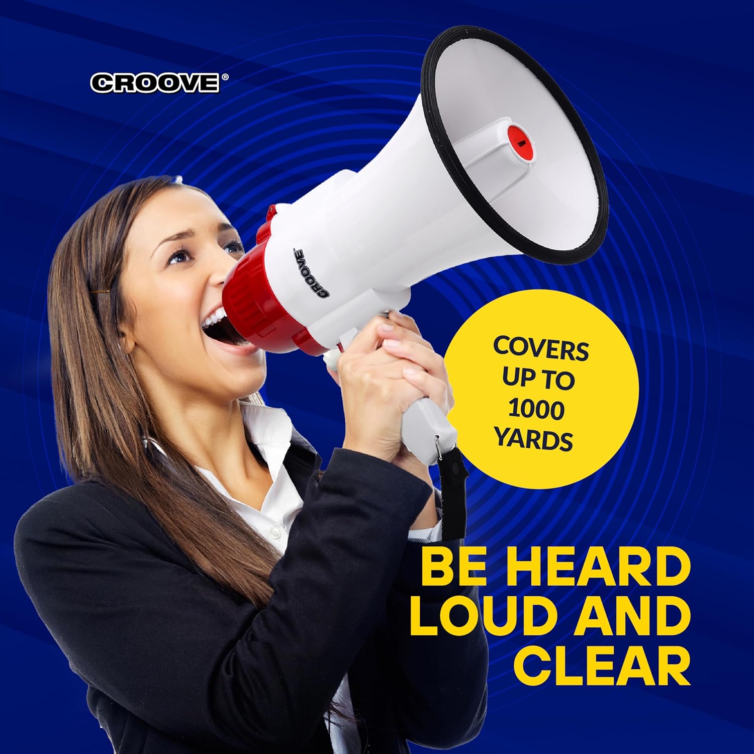 Portable Megaphone Bullhorn, Loud Speaker with Siren, Volume Control | Lightweight Portable Design with Siren Music &