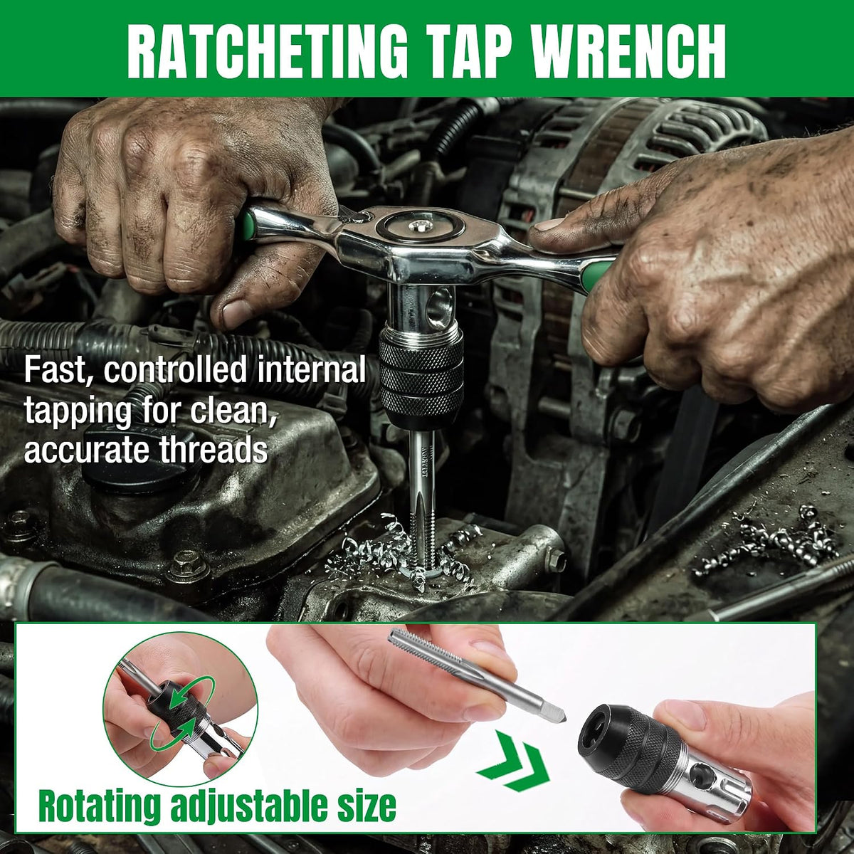 SK 5-Piece Ratcheting Tap and Die Drive Tool Set, Thread Repair Kit