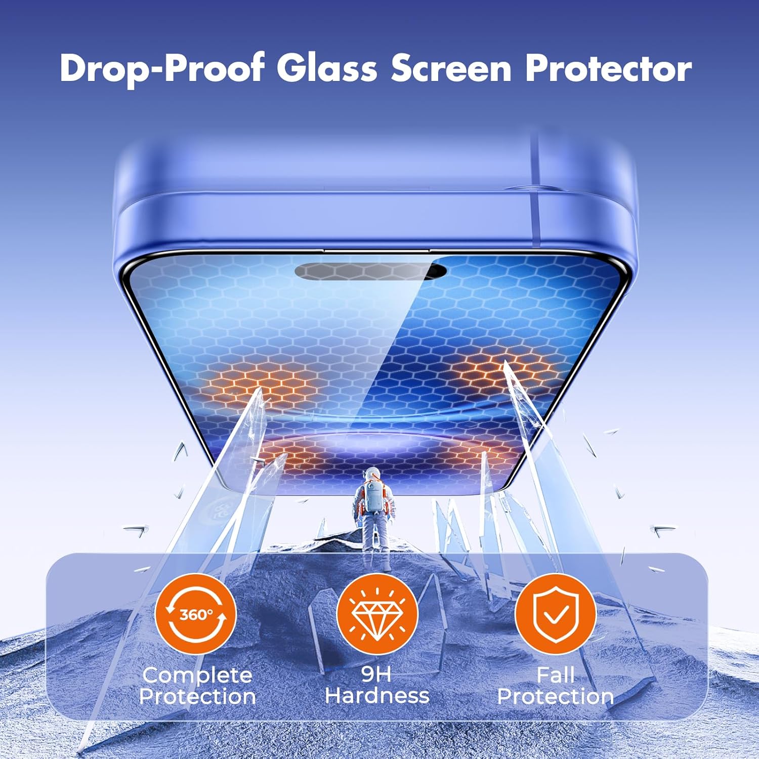 for iPhone 16 Screen Protector, 3-Pack Full Coverage Tempered Glass [Military Grade Shatterproof] [9H Hardness] [Easy