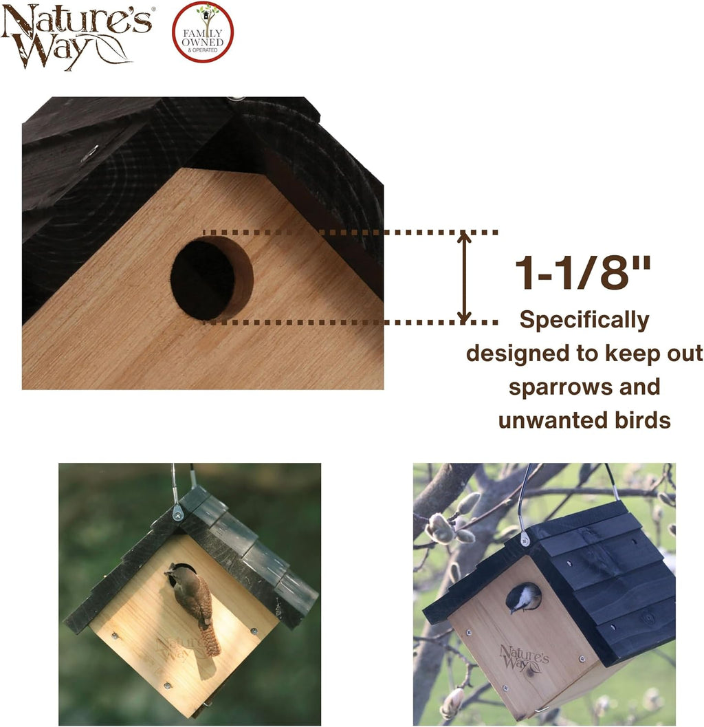 Bird Products CWH1 Cedar Wren House, 8" x 8.875" x 8.125", standard, Brown