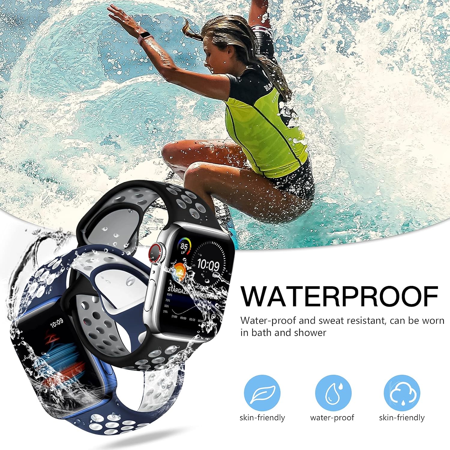4 Pack Sport Bands Compatible with Apple Watch Bands for Men Women 49mm 46mm 45mm 44mm 42mm 41mm 40mm 38mm,Breathable