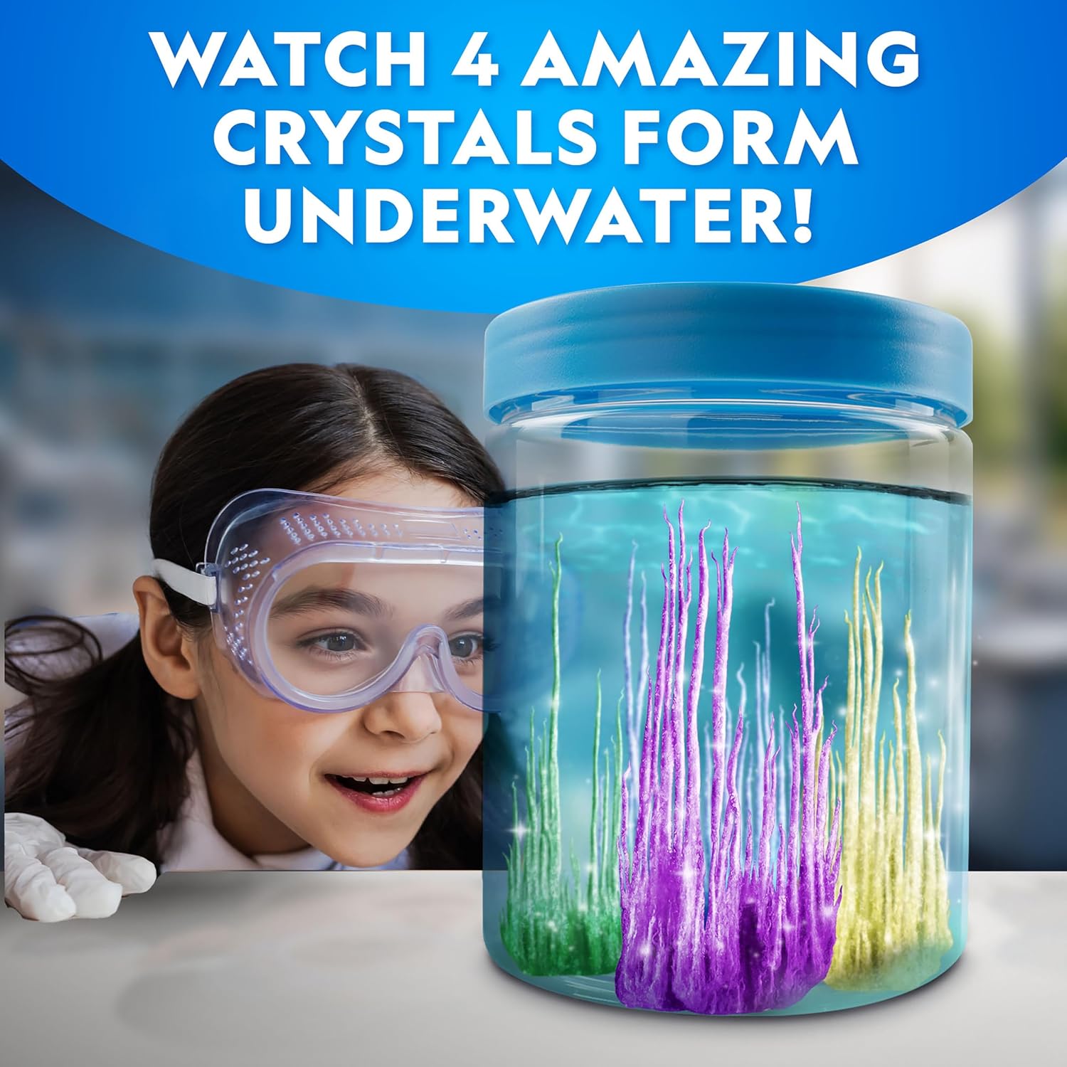 National Geographic Crystal Growing Kit with 5 Unique Activities | Glow-in-the-Dark Crystal, Underwater Crystals