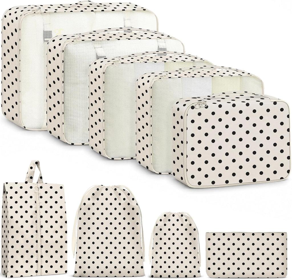 9 Set Packing Cubes for Travel Essentials - Lightweight Carry-On Luggage Organizer Bags with Shoe, Clothes & Laundry