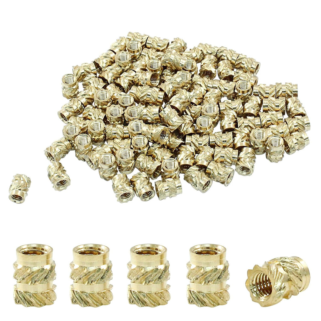 100 Pcs M3x5.7x4.6 Threaded Inserts, Brass Knurled Nuts