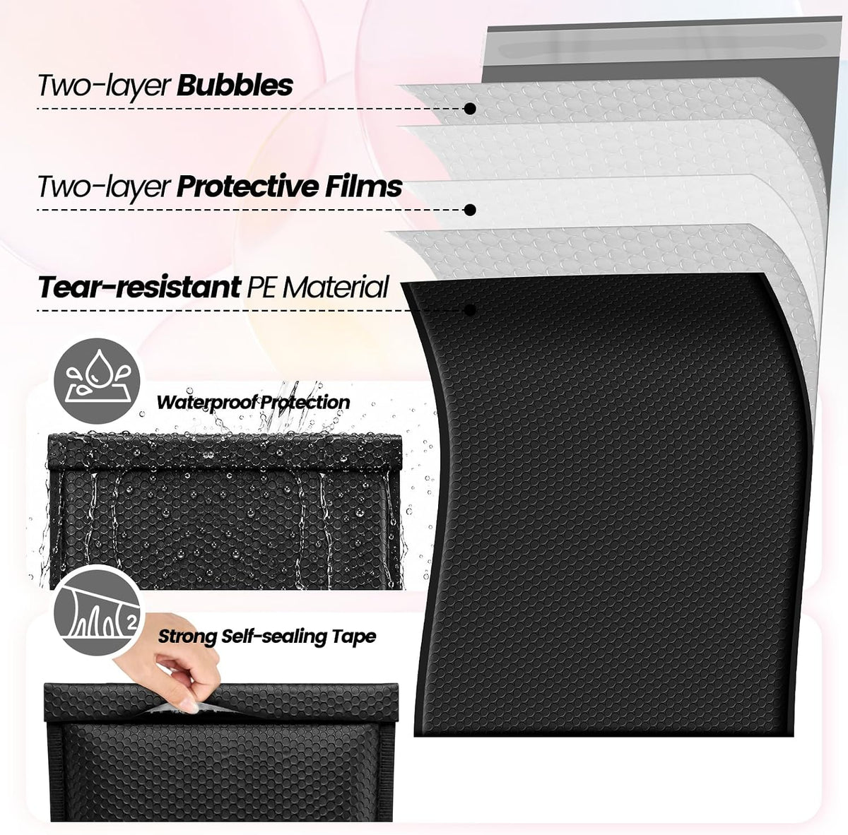 Bubble Mailers 19x24" 15 Pack Black Large Padded Envelopes