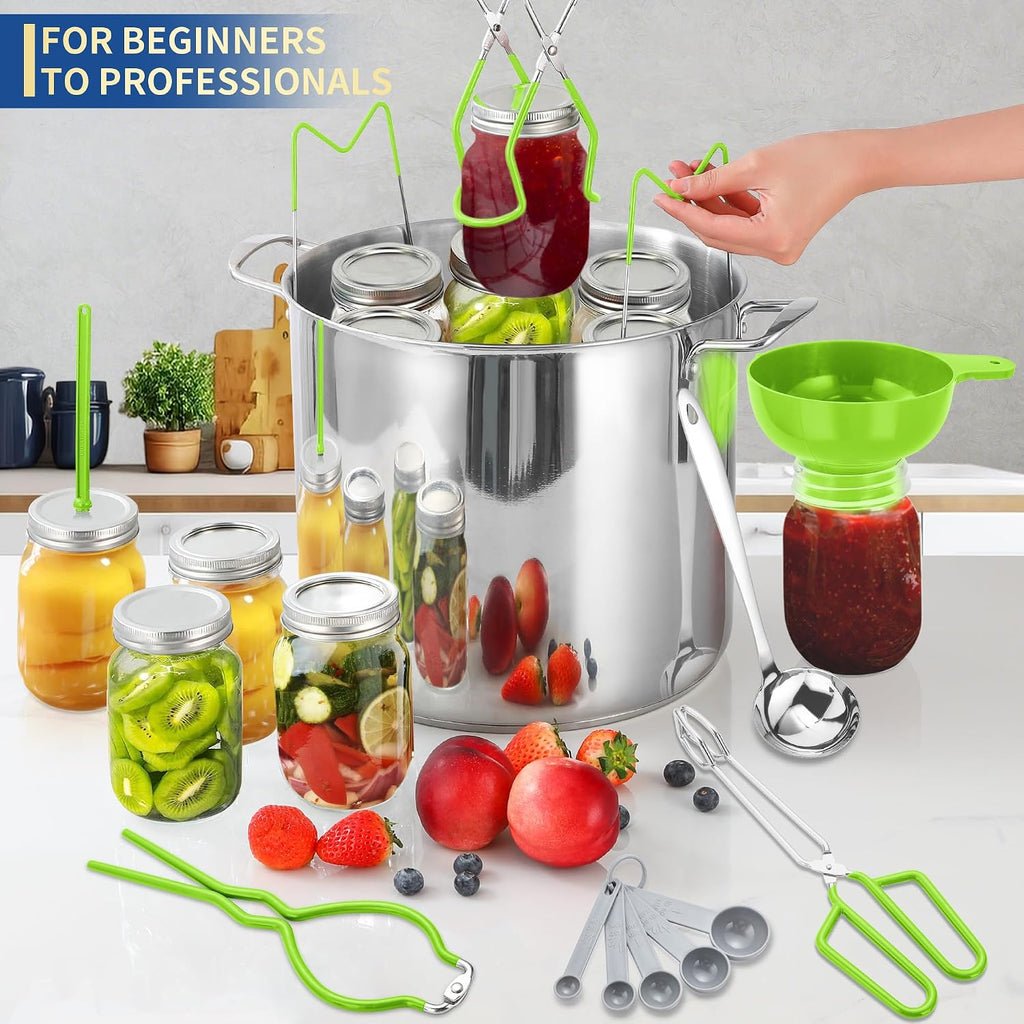 Canning Supplies Starter Kit,Canning Kit for Beginners of 9 with Jar Lifter，Wide Mouth Funnel,Wrench,Tongs,Lid