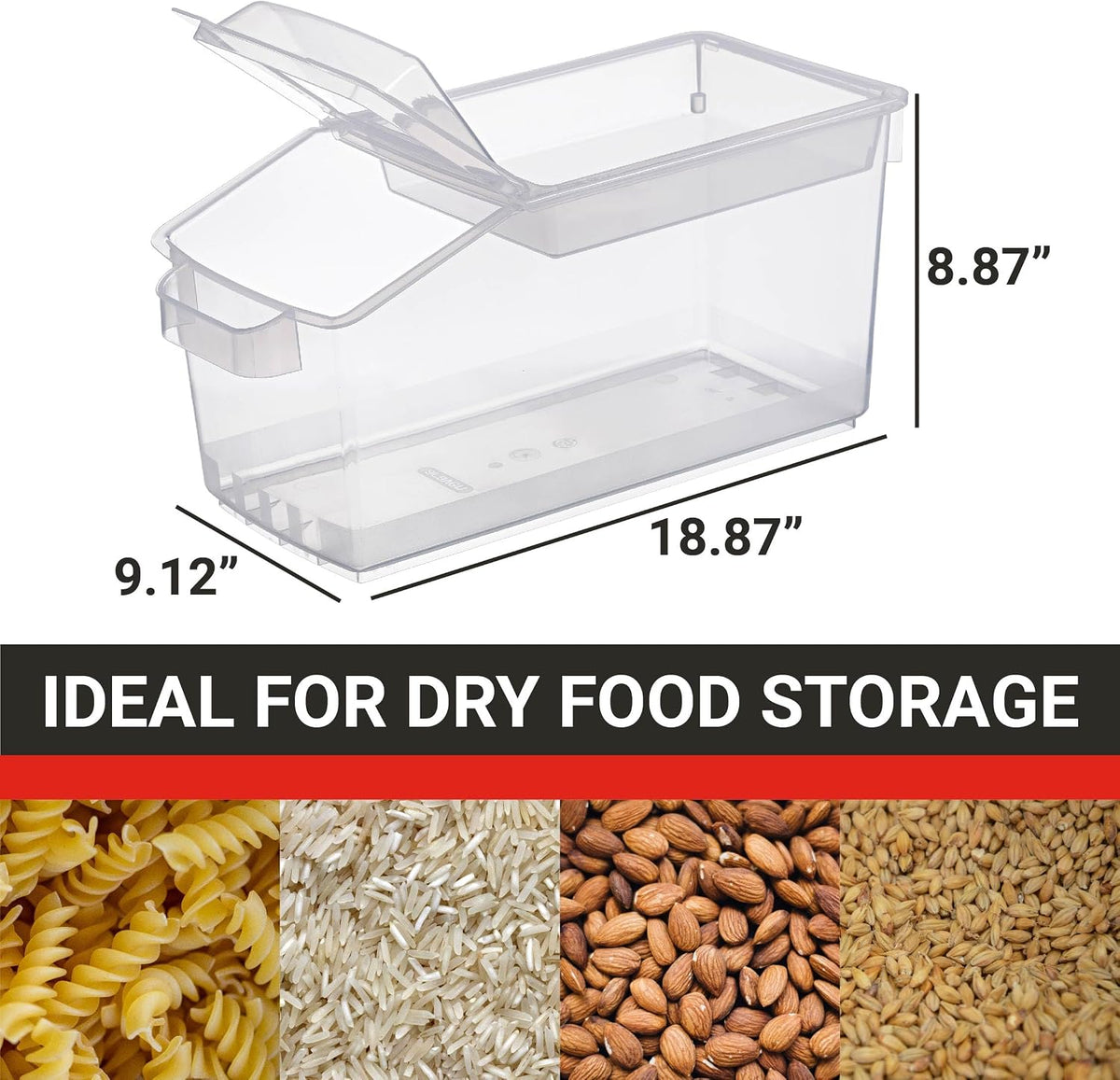 Ingredient Bin, Storage Container for Large Quantity Ingredients, Use in Commercial or Home Kitchen, 3.6 Gallons, 1