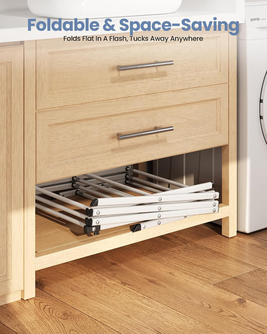 Oversize 3-Tier Clothes Drying Rack, No Install, White | Expandable Design, Non-slip feet, Tool-free Setup, Rust