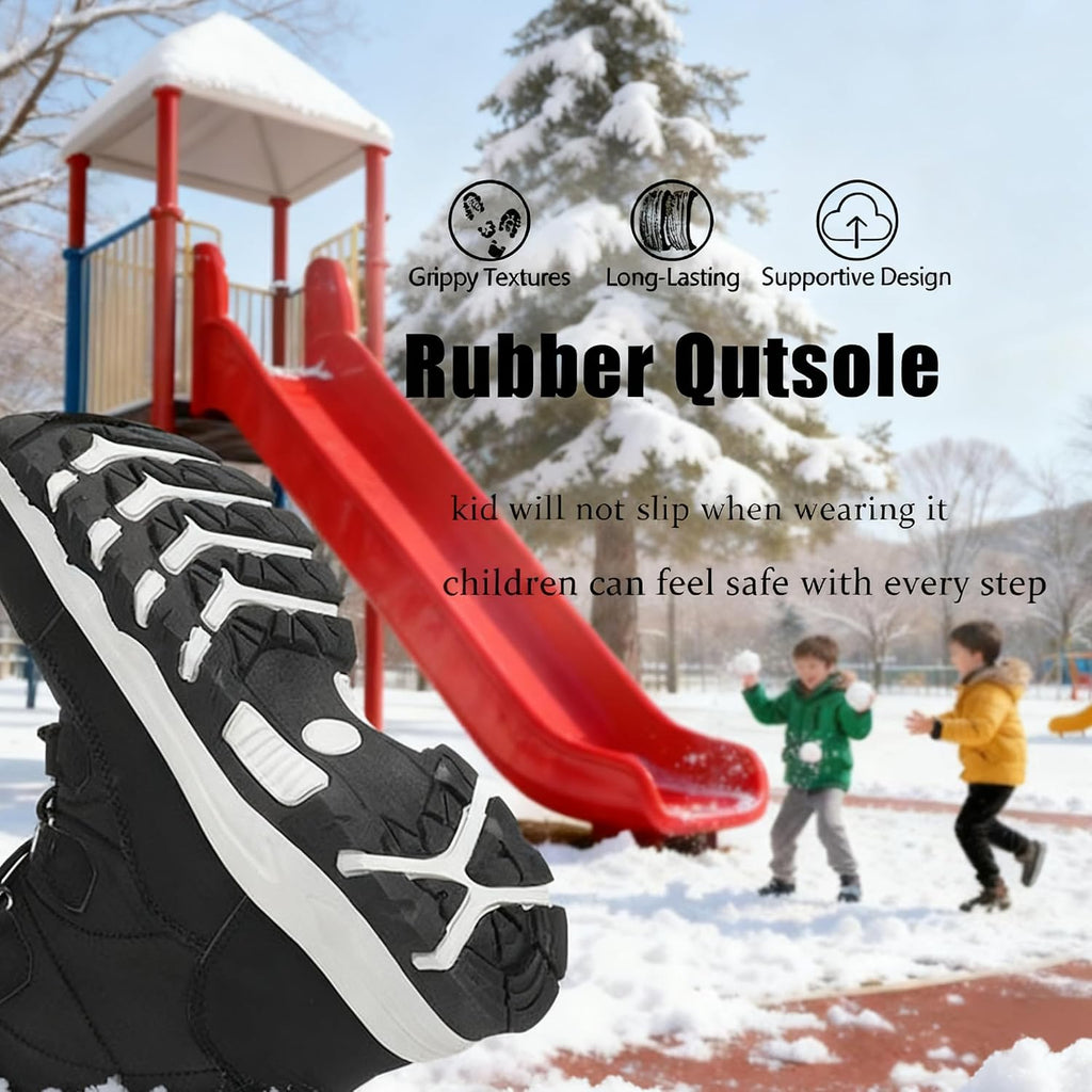 Winter Snow boots for Kids Girls Boys Water-Resistant Outdoor Warm Anti-Slip Mid Calf Faux Fur Lining Insulated Shoes