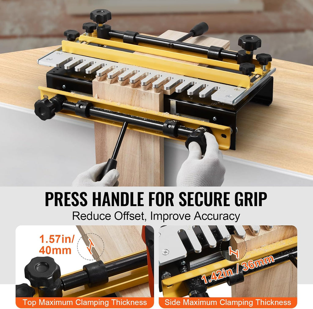 Dovetail Jig, 12 in Width, Dove Tailing Router Jigs with 4 Router Bits & 3 Templates, Precise Alignment Dove Tail