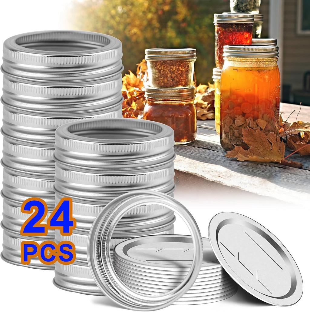 Canning Jar Lids With Rings For Mason Regular Mouth 24Pcs Regular Mouth Kerr Ball Jars Lids With Rings Good Sealing